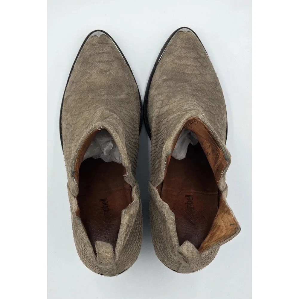 Jeffrey Campbell Cromwell Women's Size 8 Western Taupe Snake Print Ankle Boots